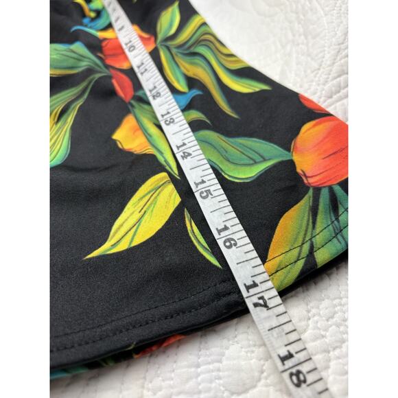 NEW Miraclesuit Tankini Top Size 14D Black Tropical Built in Bra Slimming - Picture 5 of 6